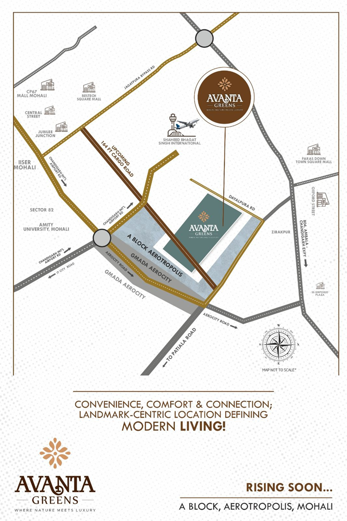 Avanta Greens Zirakpur location advantage map